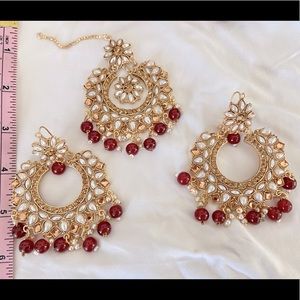 Bollywood earrings and maang tikka set